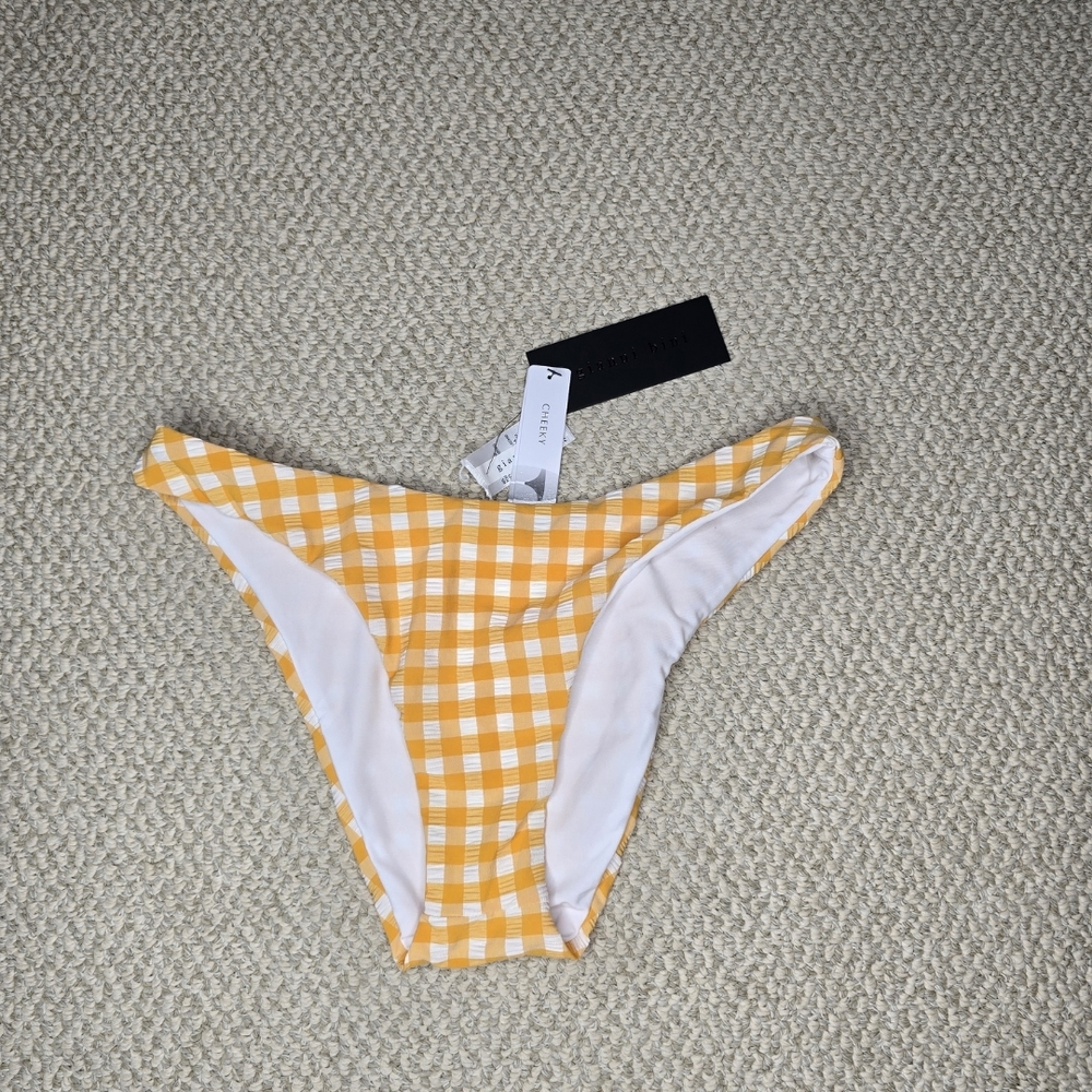 Gianni Bini Yellow Checkered Bikini Bottom Size Medium NWT